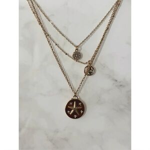 Lilly Pulitzer NWT Triple Strand Sand Dollar Necklace Gold Metallic starfish